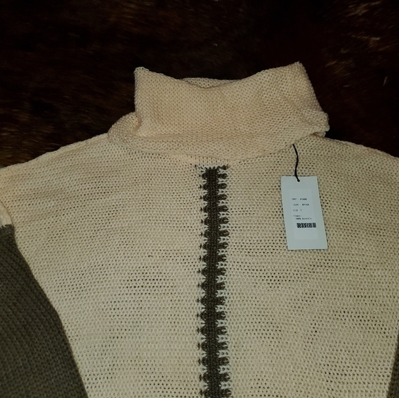 DOUBLJU Beige tunic/dress long sleeve~turtle neck - Picture 6 of 6